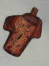 Cusom Order Holster 10/18/22 - Two slot style Holster Tooled as shown. Thumb break style strap. Send gun specifics, model cal, barrel length for proper fit. Leather Lining.
