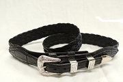 45-Genuine Alligator tab braided Belt  - 45-Genuine Alligator tab braided Belt 
