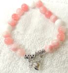 86-Pink & White with Heart charm - 86-Pink & White with Heart charm